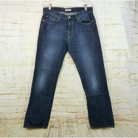 Uniqlo UJ Jean Men 33x34 (32.5x30) Blue Medium Wash Denim Straight Cotton 078957 - Picture 1 of 11